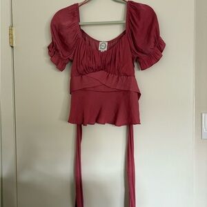 Deep Blush Puff Sleeve Blouse